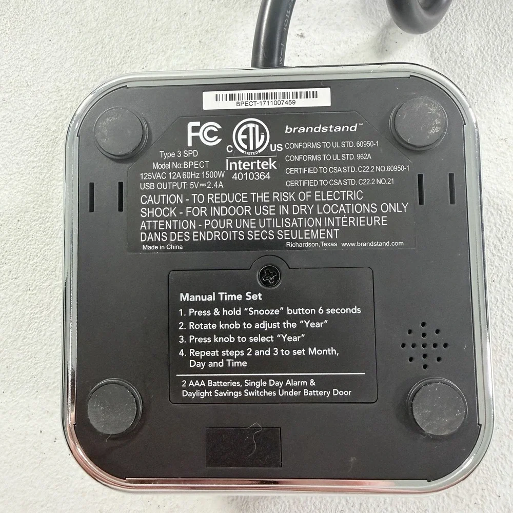 CubieTime BPECT Hotel Alarm Clock With 2 Outlets 2 USB Ports Black Tested
